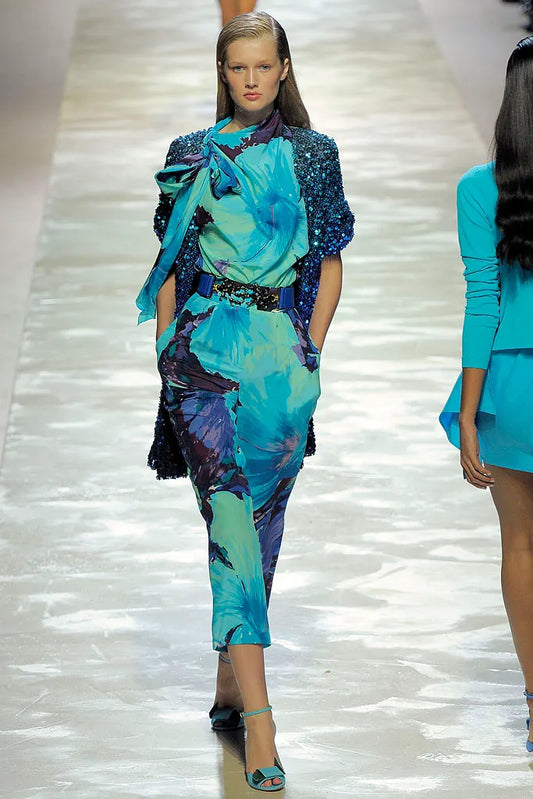 Blumarine Spring Summer 2009 blue leather coral shape with rhinestone belt