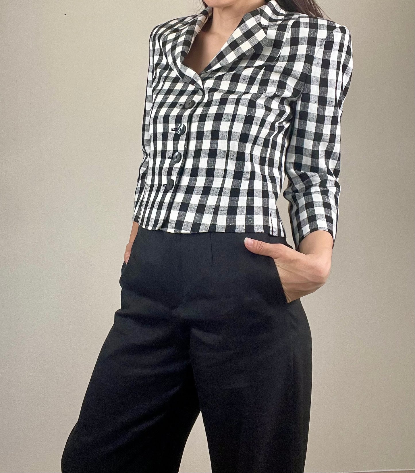 Moschino Cheap and Chic black and white gingham jacket