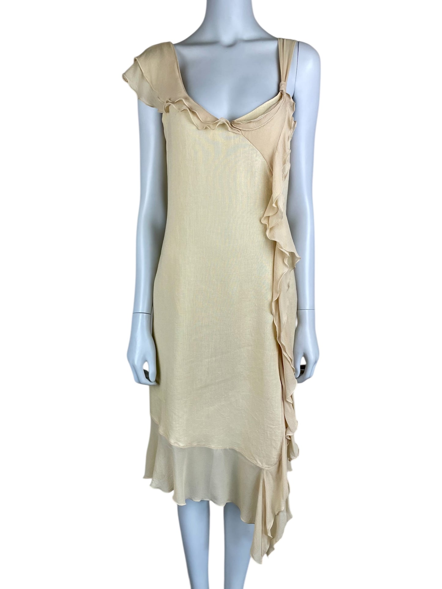 Max Mara linen and silk asymmetrical dress
