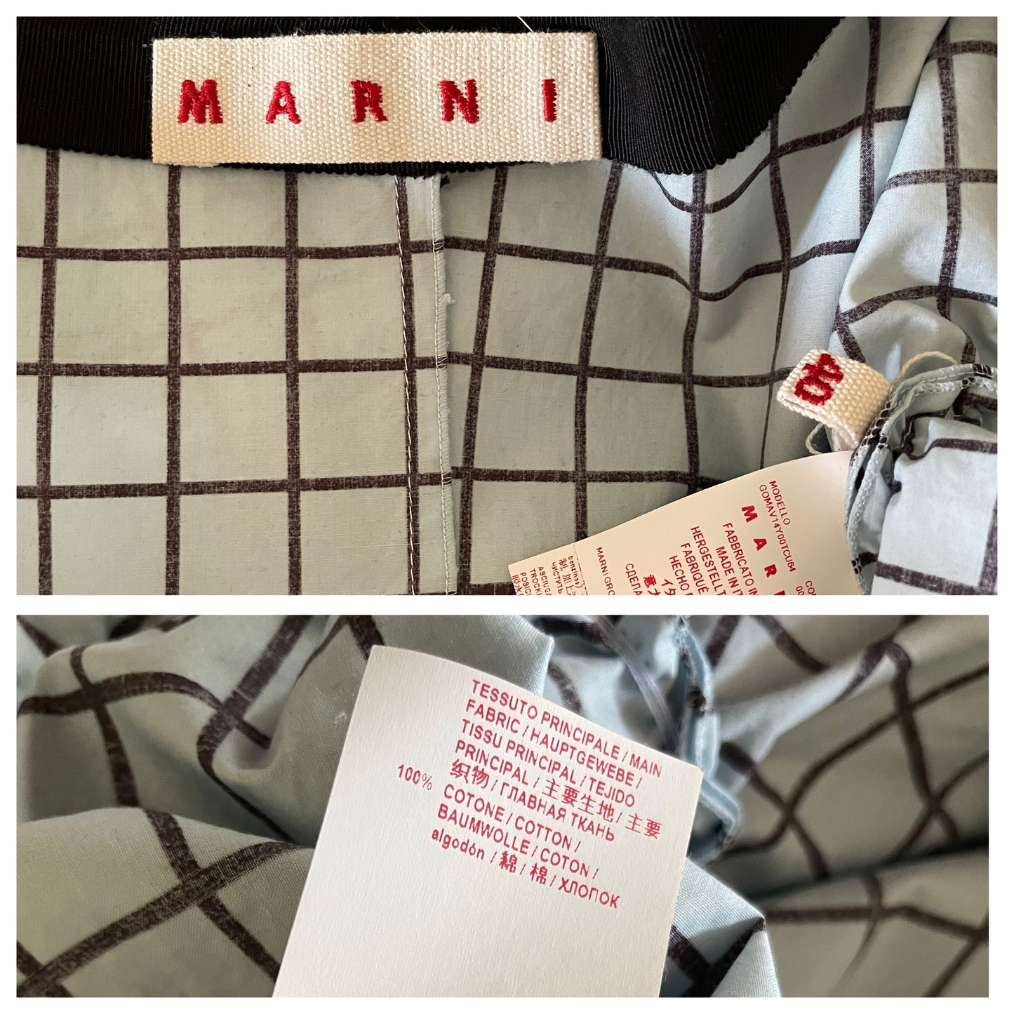 Marni checkered asymmetrical ruffled cotton skirt
