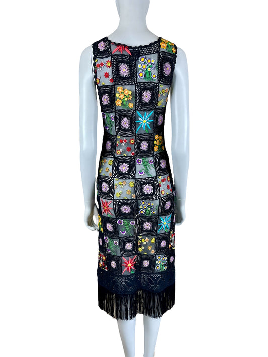 Moschino black floral crochet dress