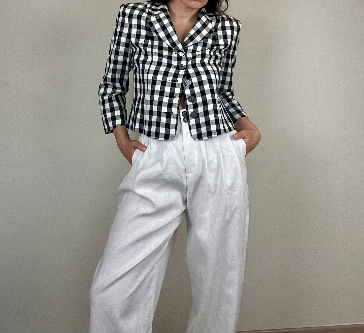 Moschino Cheap and Chic black and white gingham jacket