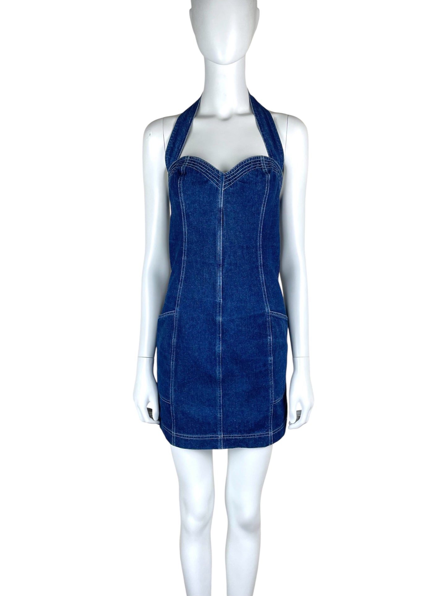Chantal Thomass Spring Summer 1986 denim corset mini dress