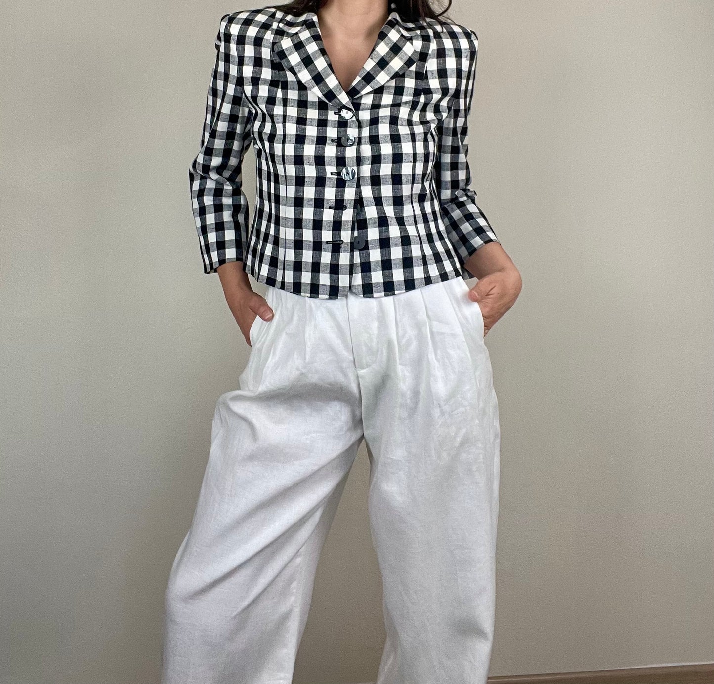 Moschino Cheap and Chic black and white gingham jacket