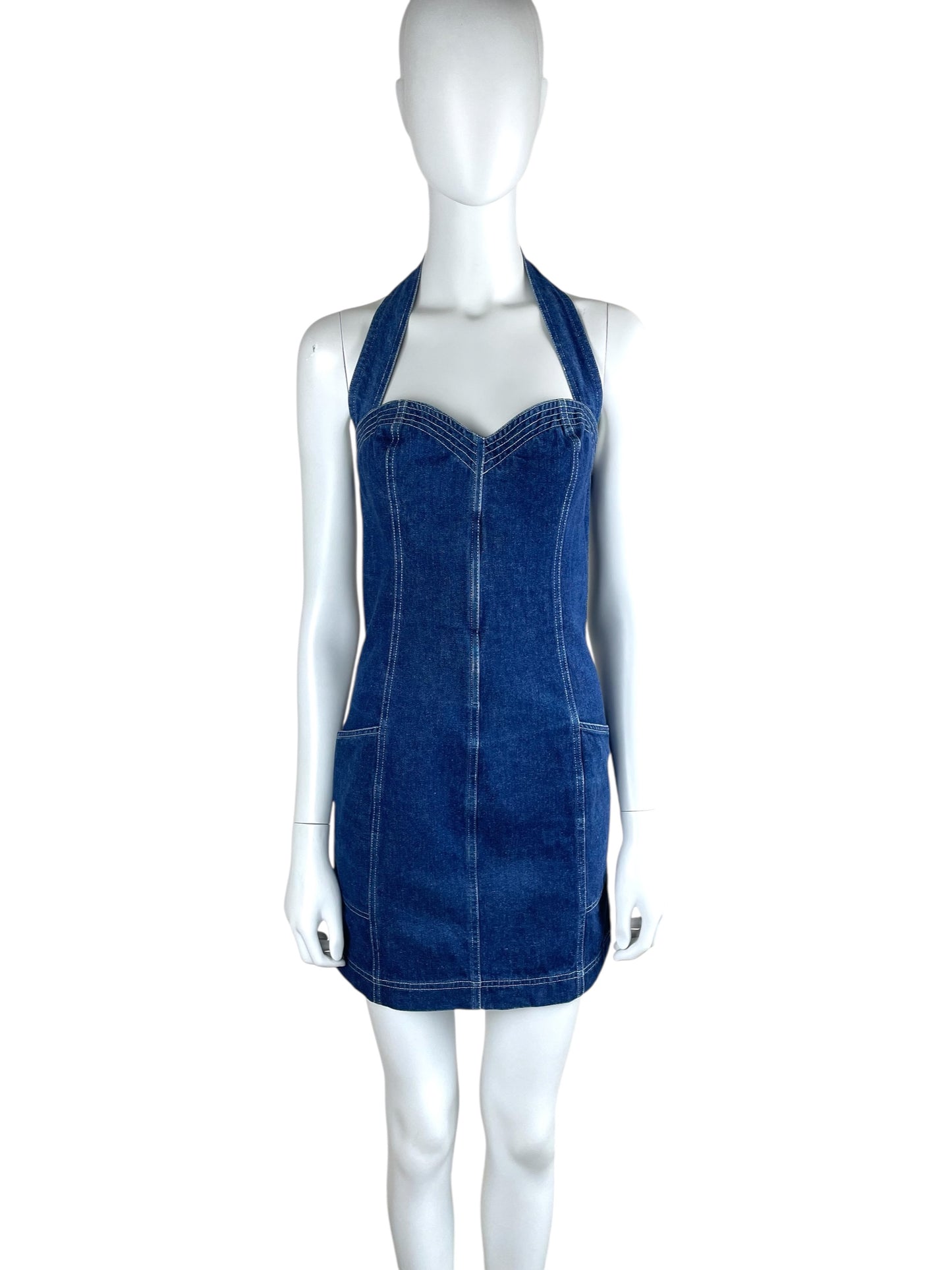 Chantal Thomass Spring Summer 1986 denim corset mini dress
