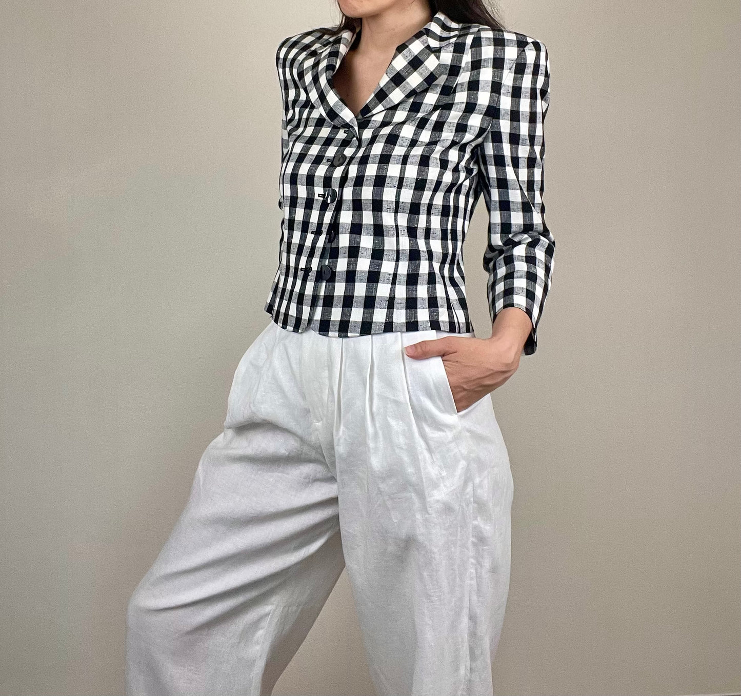 Moschino Cheap and Chic black and white gingham jacket