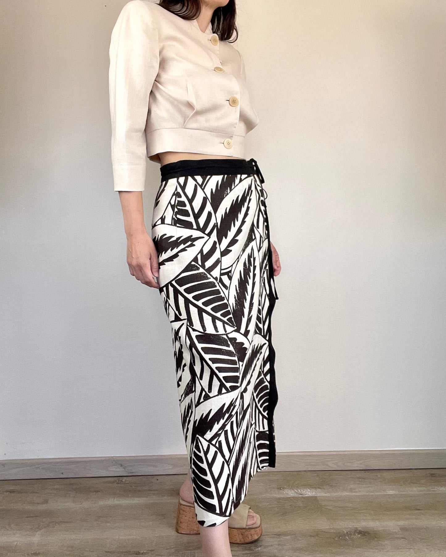 Max Mara linen wrap long skirt