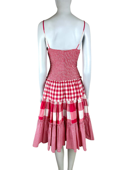 Moschino Cheap and Chic red and white gingham pleated dress