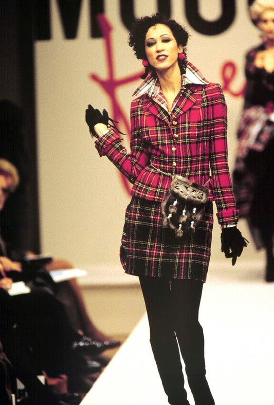 Moschino Couture Fall Winter 1995 plaid wool blazer jacket