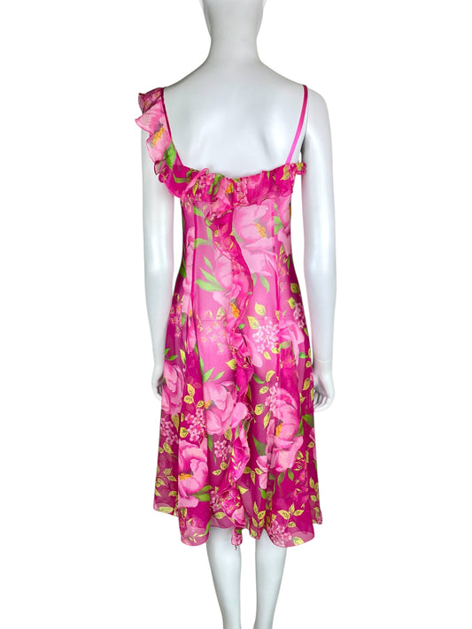 Dolce & Gabbana Floral Silk Sheer Ruffled Dress