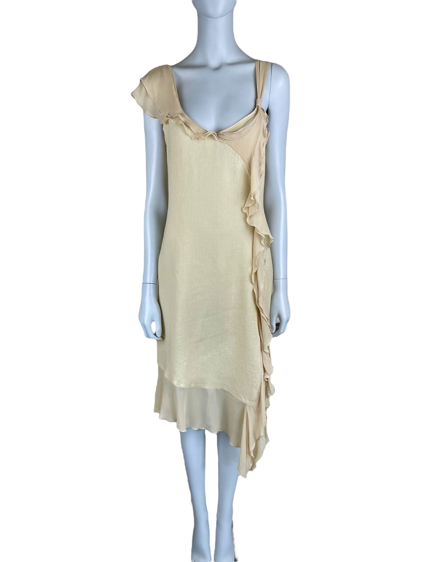 Max Mara linen and silk asymmetrical dress