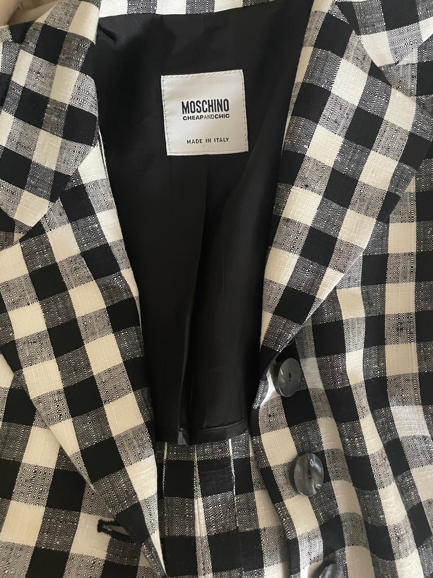 Moschino Cheap and Chic black and white gingham jacket