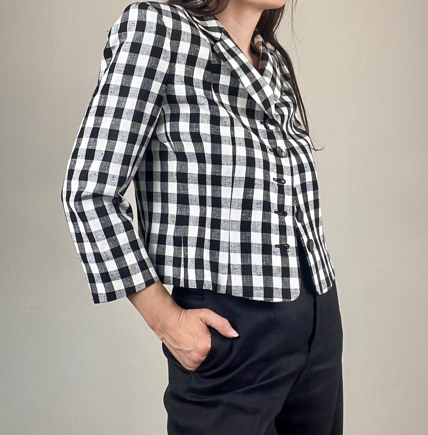 Moschino Cheap and Chic black and white gingham jacket