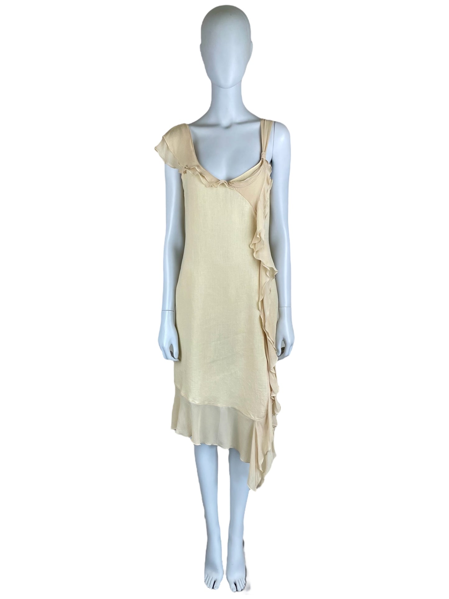 Max Mara linen and silk asymmetrical dress