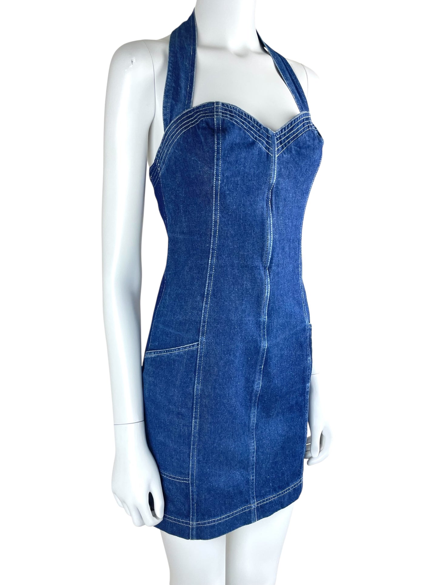 Chantal Thomass Spring Summer 1986 denim corset mini dress