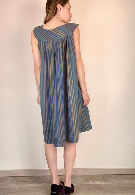 Lanvin multicolor striped cotton tent dress