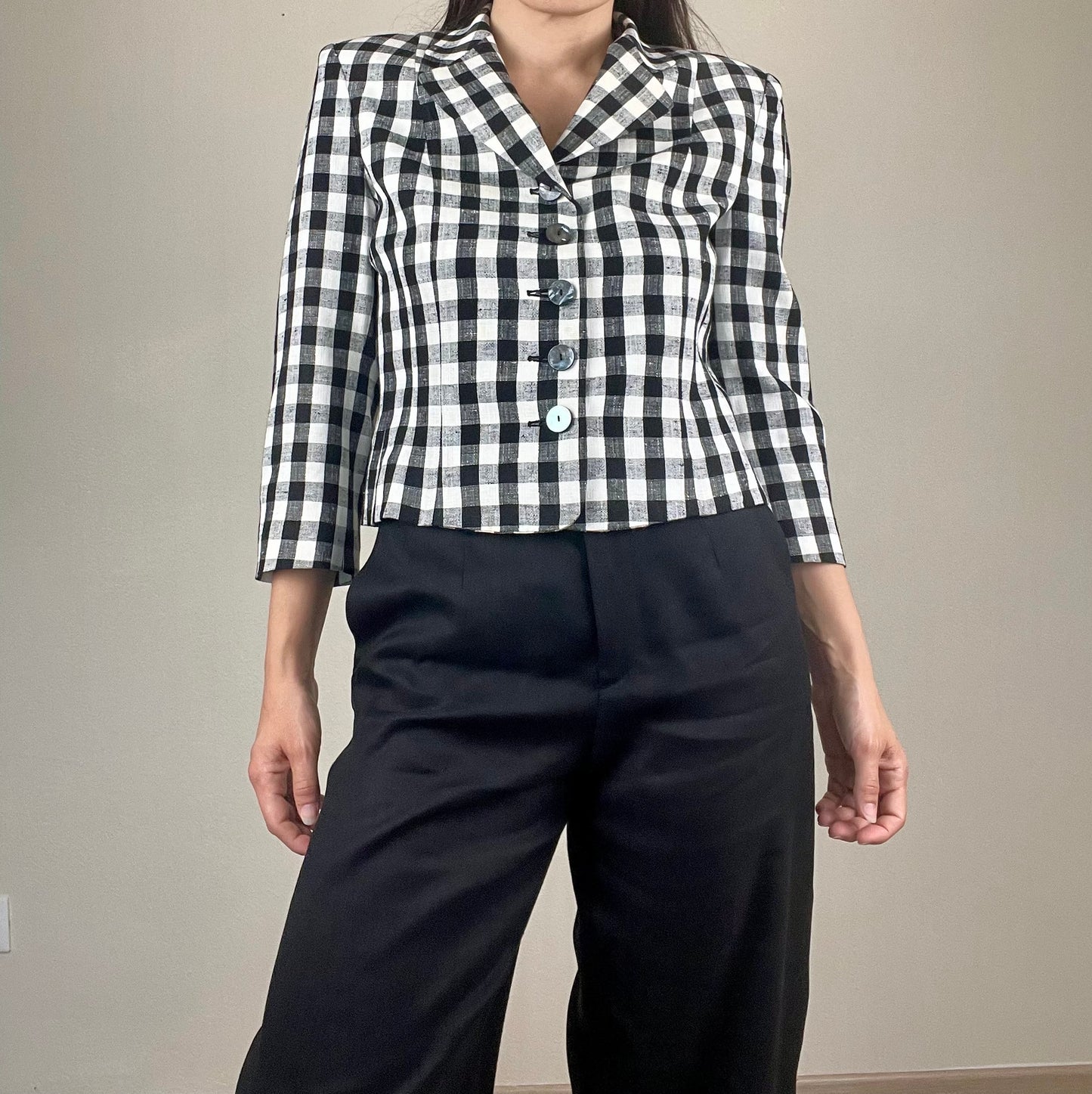 Moschino Cheap and Chic black and white gingham jacket