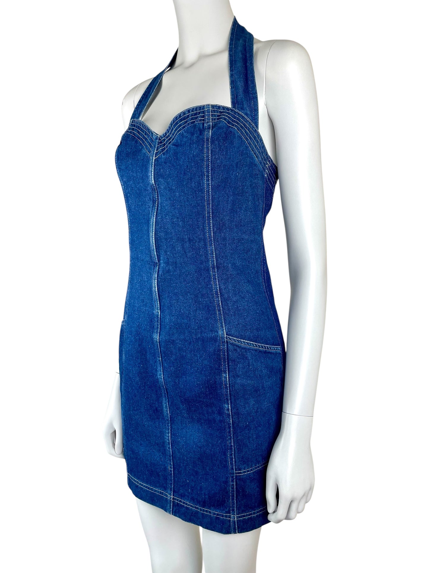 Chantal Thomass Spring Summer 1986 denim corset mini dress