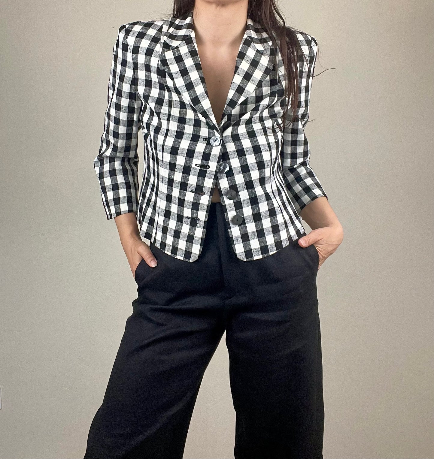 Moschino Cheap and Chic black and white gingham jacket