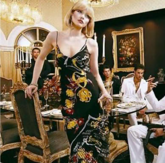 Iceberg Spring Summer 2003 collection one-of-a-kind silk printed maxi dress