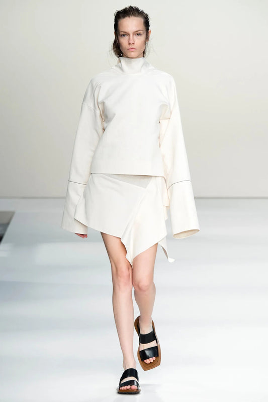 Marni Spring Summer 2015 cream cotton and linen open back top