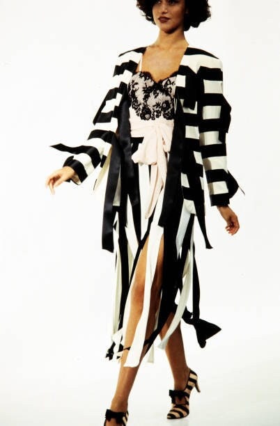 Moschino Couture Spring Summer 1993 striped ties and bows blazer jacket