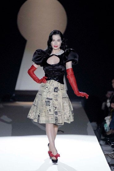 Moschino Cheap and Chic Fall Winter 2006 text printed pleated skirt