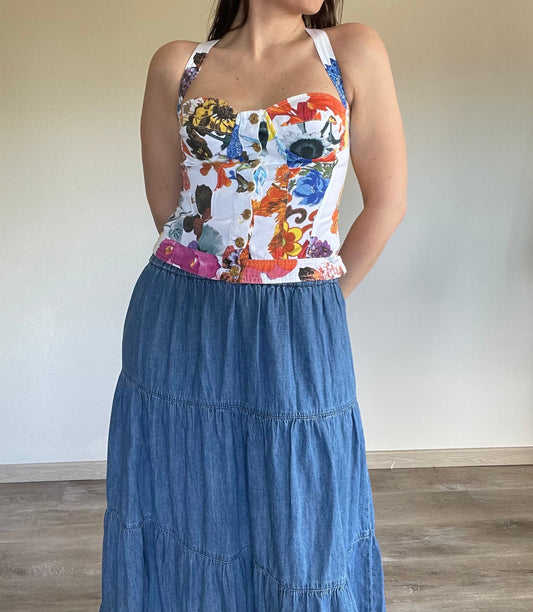 Moschino jeans floral bustier corset top