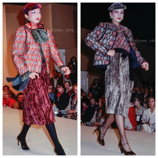 Yves Saint Laurent Rive Gauche Fall Winter 1979 quilted ikat print jacket