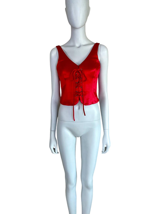 Moschino Couture satin lace up bustier corset