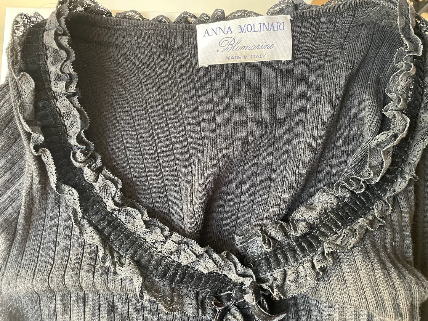 Blumarine ruffled cardigan with velvet ribbons
