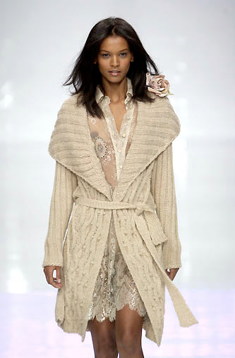 Blumarine Fall Winter 2002 knitted belted long cardigan
