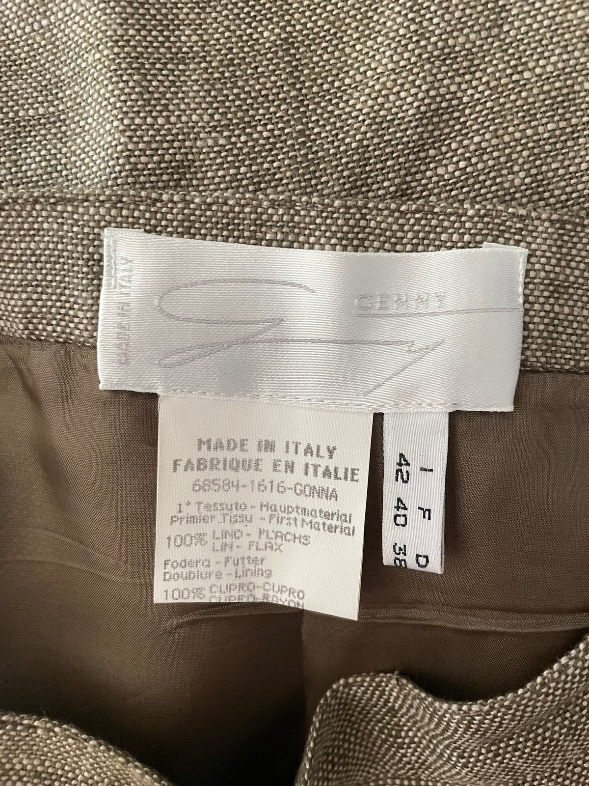 Genny Spring Summer 1996 beige linen skirt ensemble
