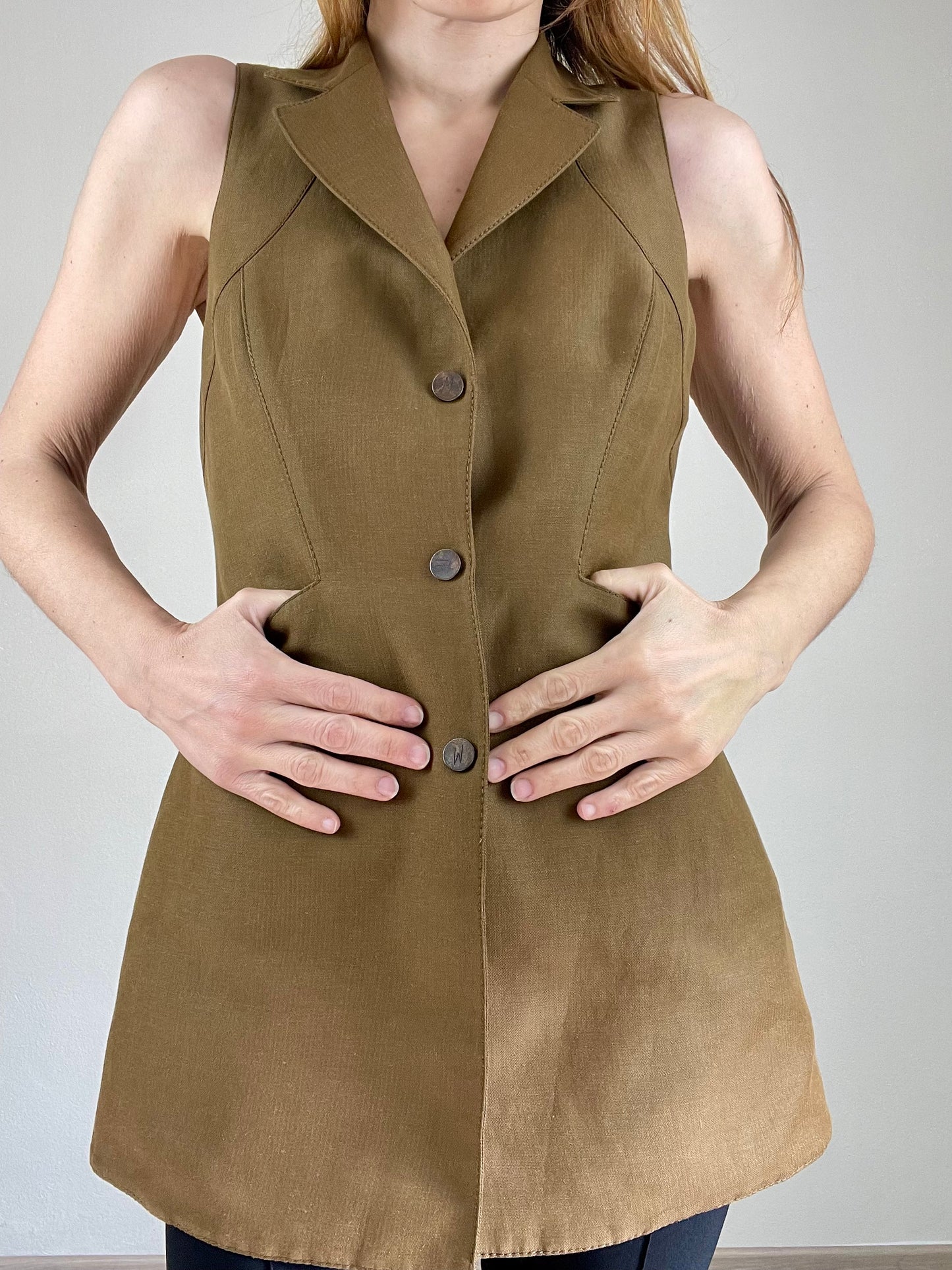 Claude Montana brown cut out long top/vest