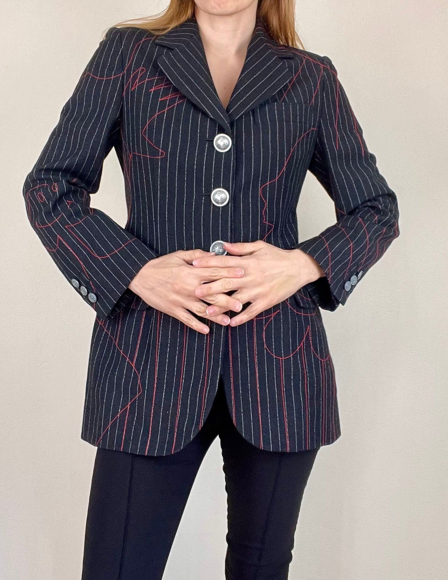 Moschino Cheap and Chic gray pinstripe blazer