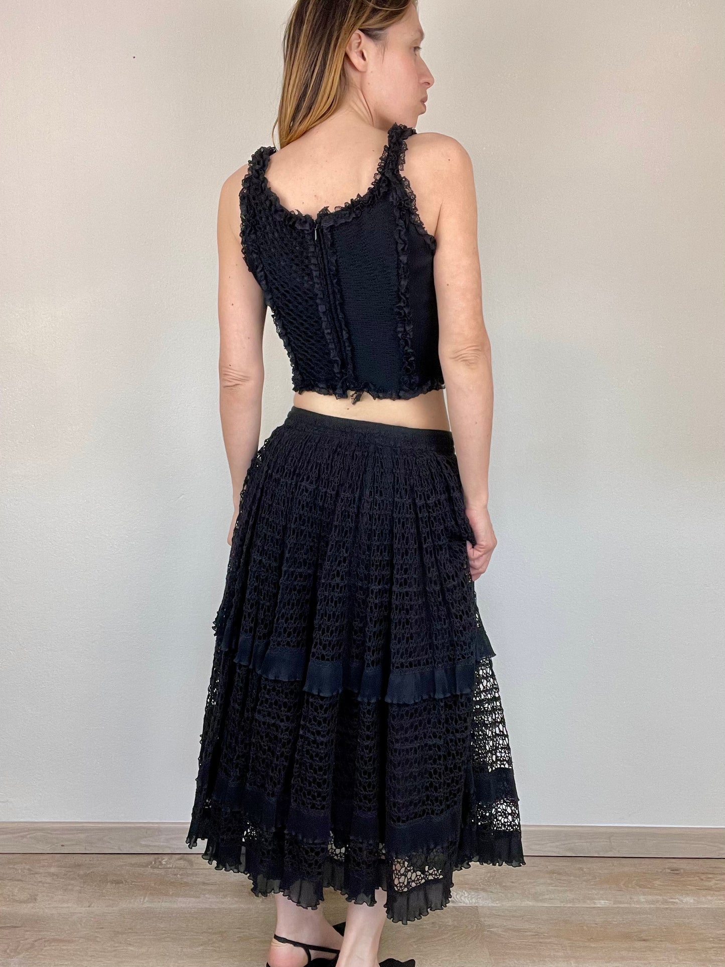 DOLCE & GABBANA Spring Summer 2002 Black Knitted Maxi Skirt