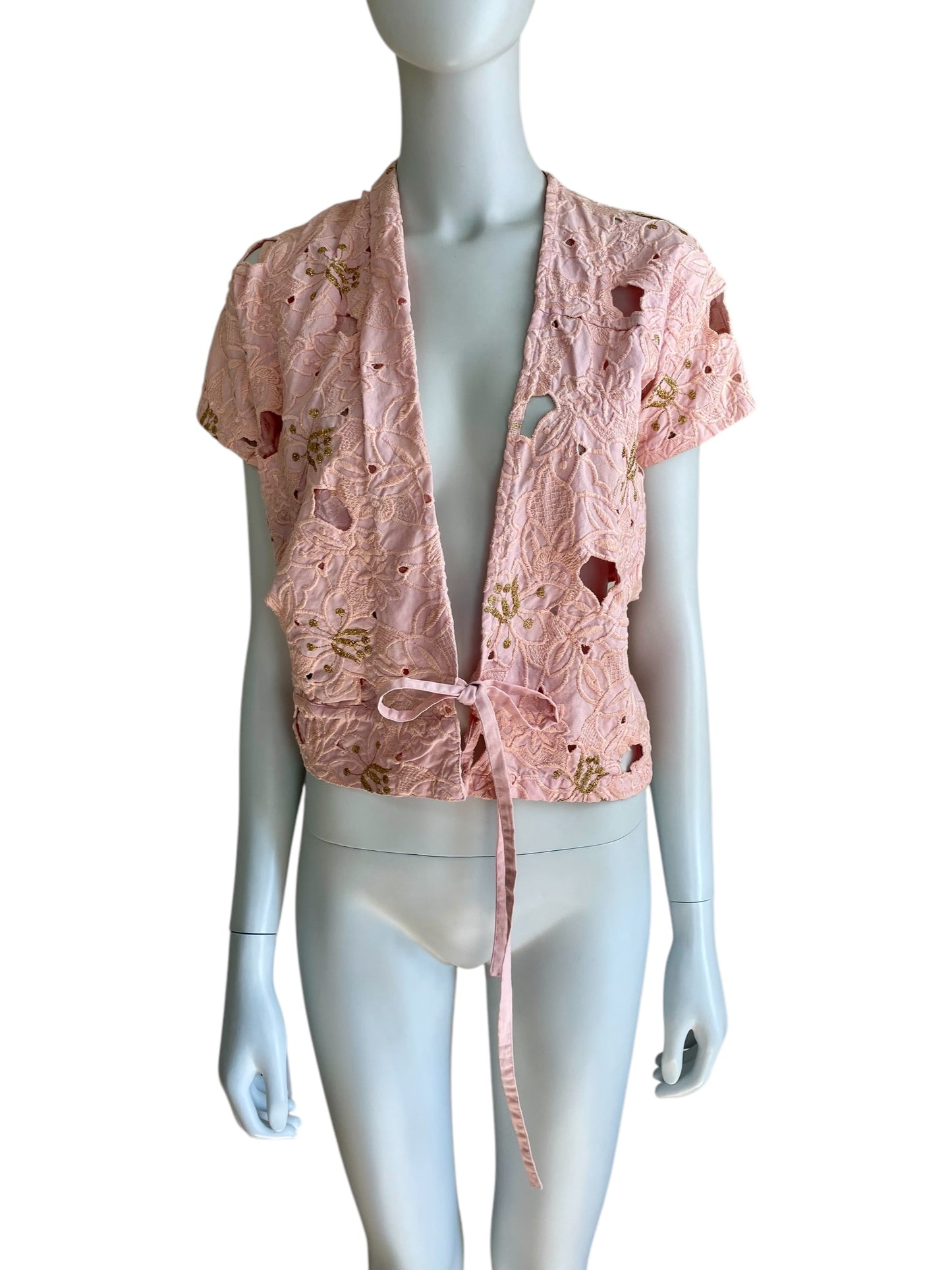 Dries Van Noten Spring Summer 2003 embroidered cut out wrap top