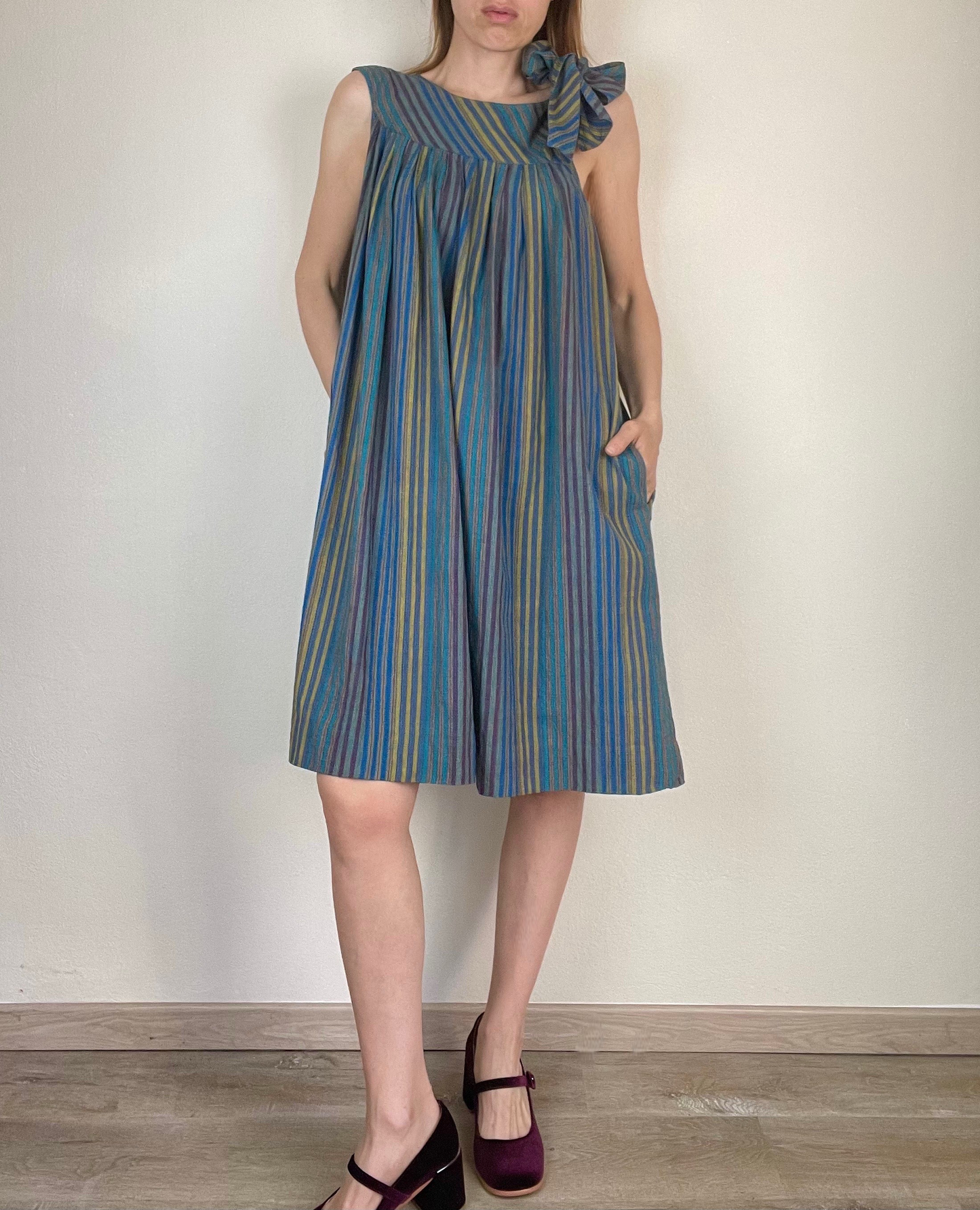 Lanvin multicolor striped cotton tent dress