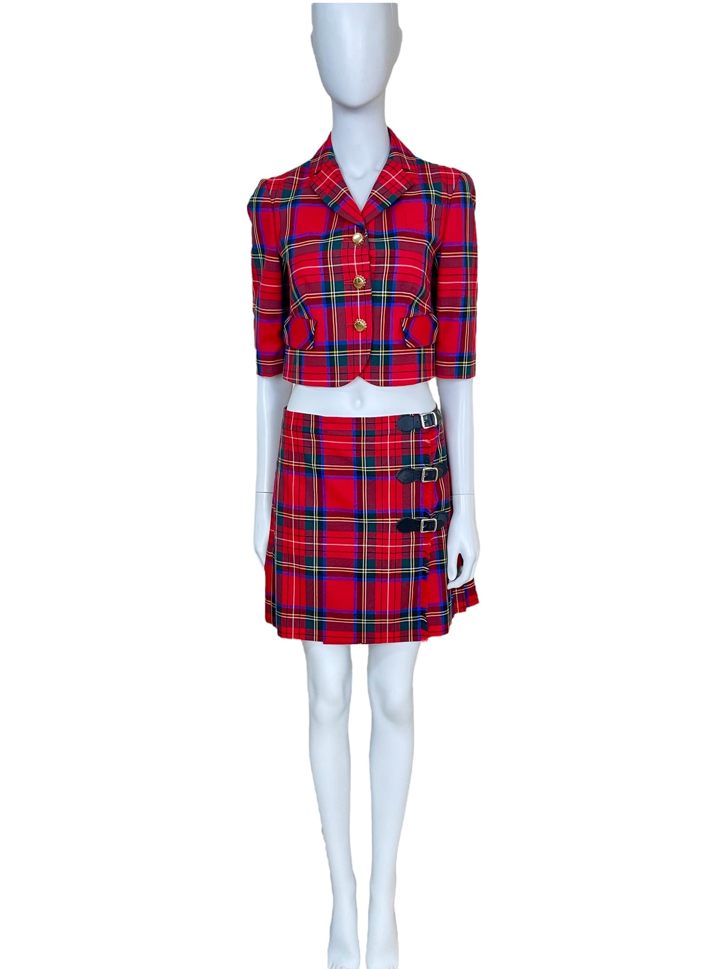 Moschino Cheap and Chic plaid buckled mini skirt