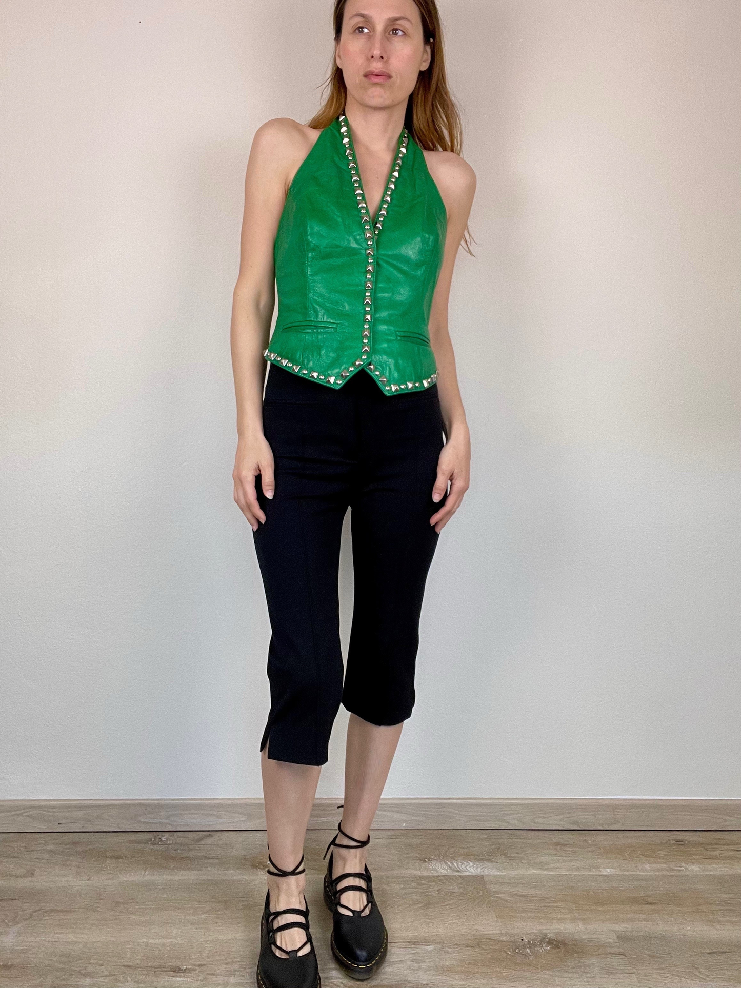Moschino Cheap and Chic leather studded bustier corset vest