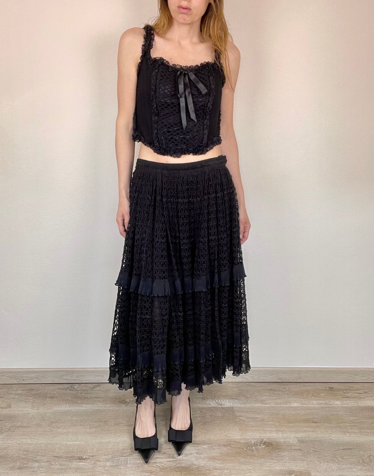 DOLCE & GABBANA Spring Summer 2002 Black Knitted Maxi Skirt