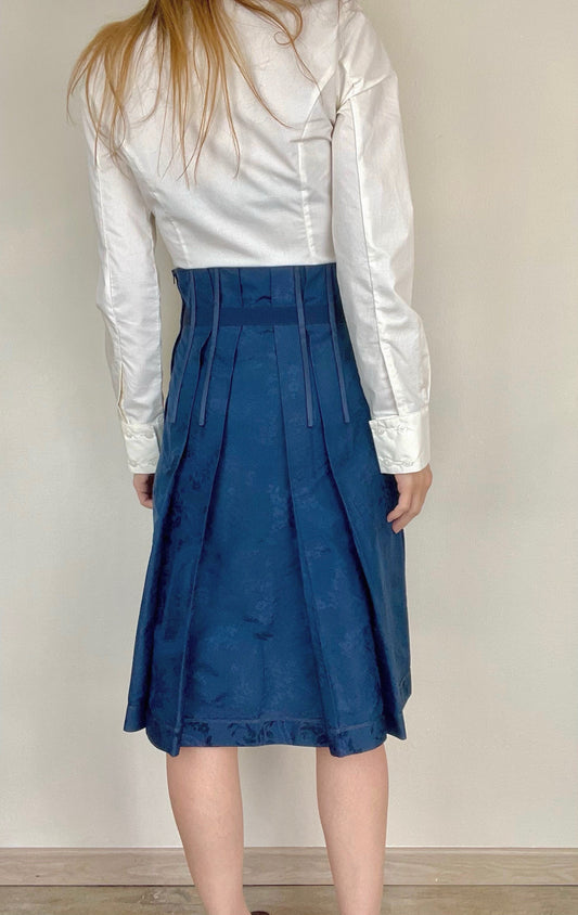 Prada silk jacquard corset skirt