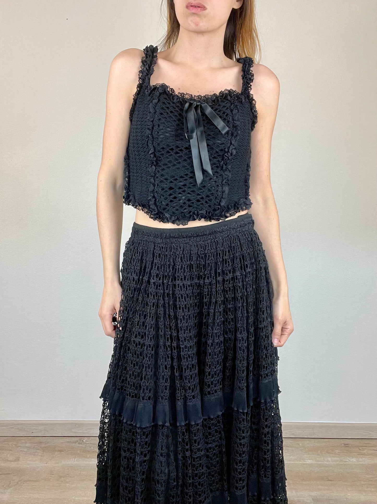 DOLCE & GABBANA Spring Summer 2002 Black Knitted Maxi Skirt