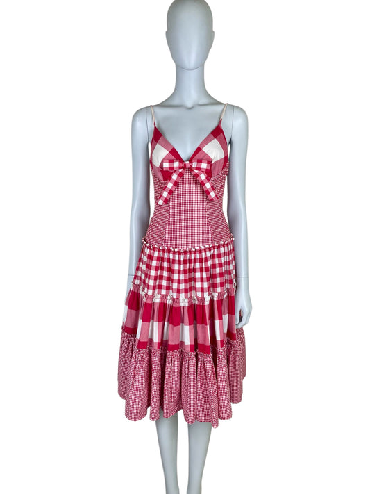 Moschino Cheap and Chic red and white gingham pleated dress