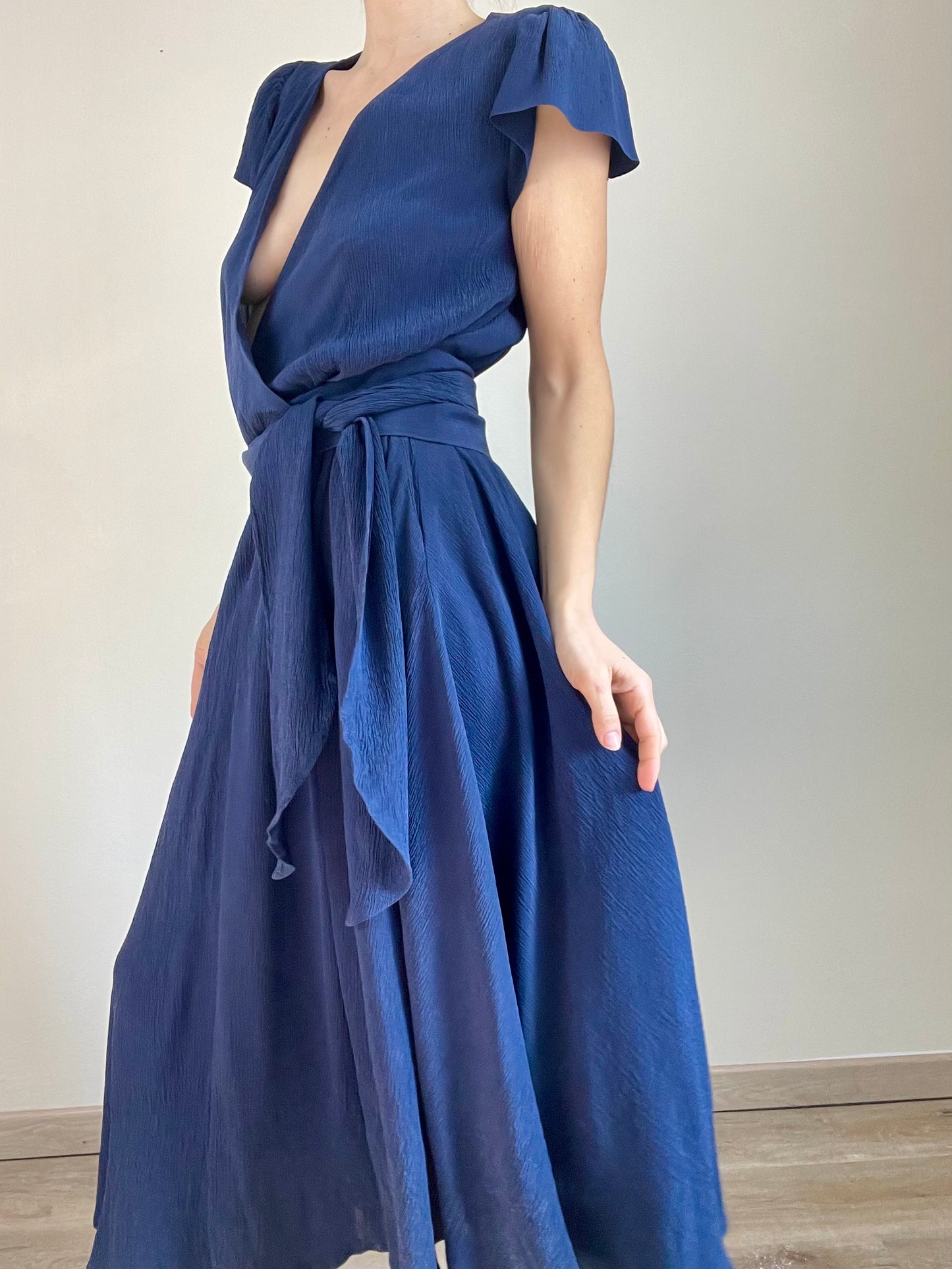 Moschino Spring Summer 1987 blue silk dress