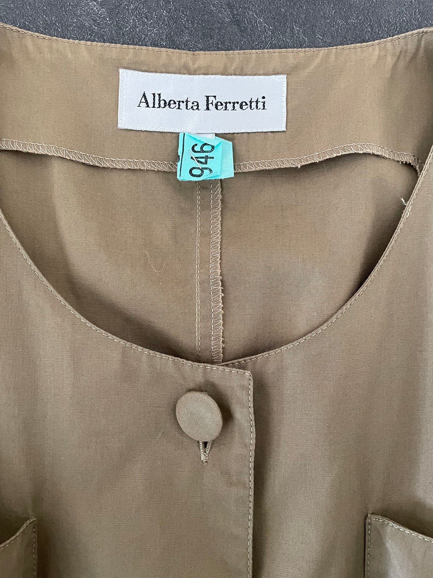 Alberta Ferretti green kaki mini dress