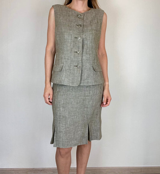 Genny Spring Summer 1996 beige linen skirt ensemble