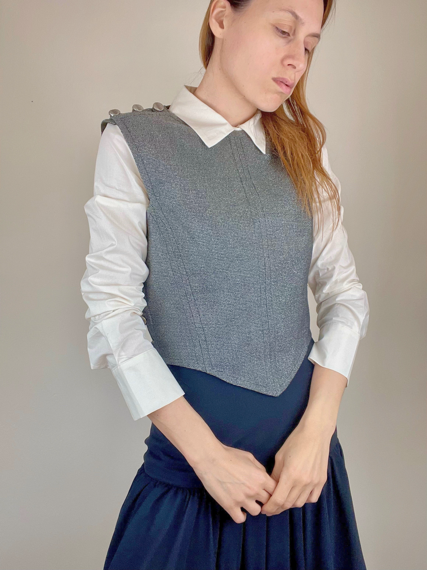 Lanvin by Claude Montana FW 1990 lamé sleeveless top