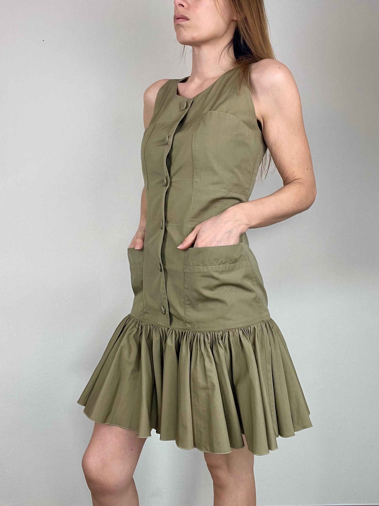 Alberta Ferretti green kaki mini dress