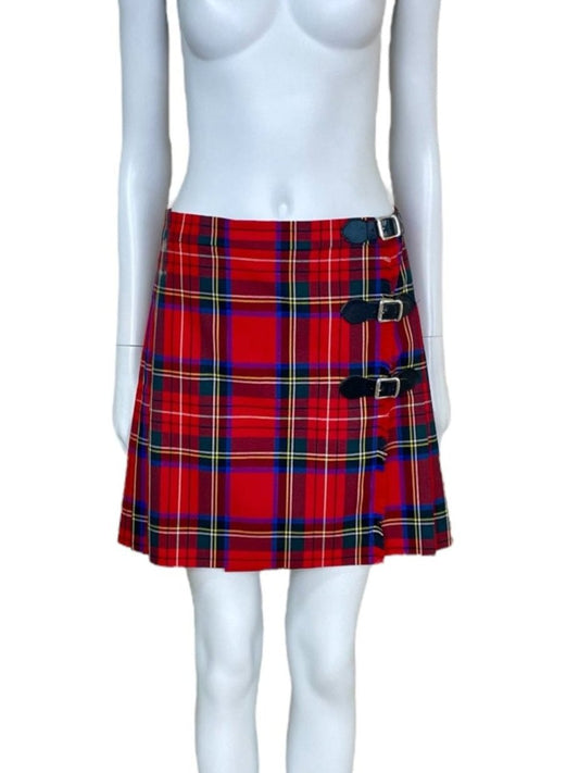 Moschino Cheap and Chic plaid buckled mini skirt